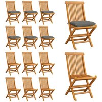 Vidaxl - Gartenstühle mit Grauen Kissen 6 Stk. Massivholz Teak - Gartenstühle - Teakholzmöbel - Outdoormöbel - Esszimmerstühle - Balkonmöbel - Home & von VIDAXL