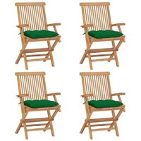 Vidaxl - Gartenstühle mit Grünen Kissen 4 Stk. Massivholz Teak Vidaxl - Gartenstühle mit Grünen Kissen 4 Stk. Massivholz Teak von VIDAXL