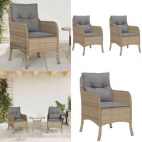 Gartenstühle mit Kissen 2 Stk. Beigemischung Poly Rattan - Gartensessel - Gartenstühle - Outdoor Möbel - Rattan Gartenmöbel - Beige Gartenmöbel von VIDAXL