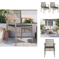 Vidaxl - Gartenstühle mit Kissen 2 Stk. Grau Poly Rattan Akazienholz - Gartensessel - Gartenmöbel - Outdoor Möbel - Rattan Stuhl - Lounge Chair von VIDAXL