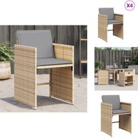 Gartenstühle mit Kissen 4 Stk. Beigemischung Poly Rattan - Gartenstühle - Outdoor Möbel - Rattan Gartenmöbel - Lounge Chair - Esszimmerstühle von VIDAXL