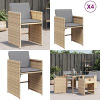 Gartenstühle mit Kissen 4 Stk. Beigemischung Poly Rattan - Gartenstühle - Polyethylen Möbel - Rattan Gartenmöbel - Gartenmöbel Set von VIDAXL