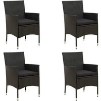 Vidaxl - Gartenstühle mit Kissen 4 Stk. Poly Rattan Schwarz von VIDAXL