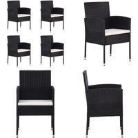 Vidaxl - Gartenstühle mit Kissen in Cremeweiß 4 Stk. Schwarz Polyrattan - Gartensessel - Gartenstühle - Outdoor Möbel - Balkonmöbel - Terrasse von VIDAXL