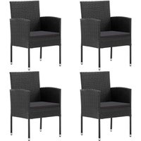 Vidaxl - Gartenstühle mit Kissen in Schwarz 4 Stk. Schwarz Polyrattan Vidaxl - Gartenstühle mit Kissen in Schwarz 4 Stk. Schwarz Polyrattan von VIDAXL