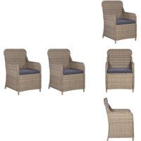 Gartenstühle mit Polstern 2 Stk. Poly Rattan Braun - Gartenstühle - Outdoor Möbel - Rattan Gartenmöbel - Balkonmöbel - Terrassenmöbel von VIDAXL