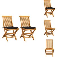 Vidaxl - Gartenstühle mit Schwarzen Kissen 2 Stk. Massivholz Teak - Gartensessel - Gartenmöbel - Teakholz Gartenstuhl - Outdoor Sessel - Klappbarer Vidaxl - Gartenstühle mit Schwarzen Kissen 2 Stk. Massivholz Teak - Gartensessel - Gartenmöbel - Teakholz Gartenstuhl - Outdoor Sessel - Klappbarer von VIDAXL