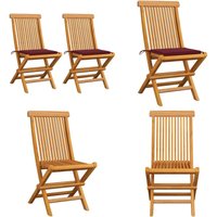 Vidaxl - Gartenstühle mit Weinroten Kissen 2 Stk. Massivholz Teak - Gartenstühle - Teakholzmöbel - Outdoormöbel - Esszimmerstühle - Klappstühle Vidaxl - Gartenstühle mit Weinroten Kissen 2 Stk. Massivholz Teak - Gartenstühle - Teakholzmöbel - Outdoormöbel - Esszimmerstühle - Klappstühle von VIDAXL