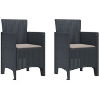 Vidaxl - Gartenstühle mit Kissen 2 Stück Anthrazit Poly Rattan von VIDAXL