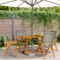 Vidaxl - Gartenstuhl Verstellbar 4 Stk. Grau Poly Rattan Massivholz von VIDAXL