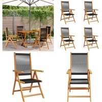 Vidaxl - Gartenstuhl Verstellbar 4 Stk. Schwarz Massivholz Akazie - Gartenstuhl - Holz Gartenstuhl - Akasie Gartenstuhl - Esszimmerstuhl von VIDAXL
