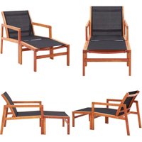 Vidaxl - Gartenstuhl mit Fußablage Eukalyptus Massivholz und Textilene - Gartensaal - Gartenstuhl - Lounge Chair - Outdoor Furniture - Eukalyptusholz von VIDAXL