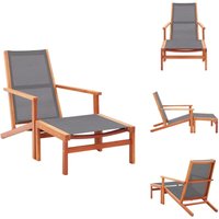 Gartenstuhl mit Fußablage Grau Eukalyptus Massivholz Textilene - Gartenstuhl - Lounge Chair - Outdoor Furniture - Esszimmerstuhl - Eukalyptus Holz Gartenstuhl mit Fußablage Grau Eukalyptus Massivholz Textilene - Gartenstuhl - Lounge Chair - Outdoor Furniture - Esszimmerstuhl - Eukalyptus Holz von VIDAXL