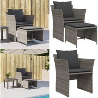 Gartenstuhl mit Fußhocker Grau Poly Rattan - Gartenstuhl - Outdoor Möbel - Esszimmergarnitur - Lounge Set - Balkonmöbel - Home & Living Gartenstuhl mit Fußhocker Grau Poly Rattan - Gartenstuhl - Outdoor Möbel - Esszimmergarnitur - Lounge Set - Balkonmöbel - Home & Living von VIDAXL