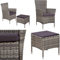 Vidaxl - Gartenstuhl und Hocker mit Polstern Poly Rattan Grau - Gartenmöbel - Rattan Möbel - Outdoor Möbel - Esstisch - Hocker - Home & Living von VIDAXL
