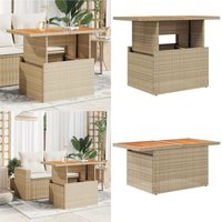 Vidaxl - Gartentisch Beige 100x55x73 cm Poly Rattan und Akazienholz - Esszimmerset - Gartentisch - Terrassenmöbel - Outdoor-Tisch - Rattan Tisch von VIDAXL