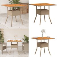 Gartentisch Beige 80x80x75 cm Poly Rattan Akazienholz - Gartentisch - Esstisch - Outdoortisch - Terrassenmöbel - Gartenmöbelset - Home & Living von VIDAXL