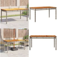 Gartentisch Grau 140x80x75 cm Poly Rattan Akazienholz - Gartentisch - Esstisch - Outdoortisch - Terrassenmöbel - Gartenmöbelset - Home & Living von VIDAXL