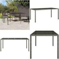 Vidaxl - Gartentisch Grau 190x90x75 cm Gehärtetes Glas und Poly Rattan - Esszimmergarnitur - Outdoor Möbel - Gartenmöbel - Terrassenmöbel - Rattan von VIDAXL