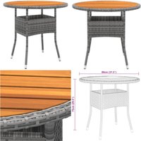 Gartentisch Ø80x75 cm Akazienholz und Poly Rattan Grau - Gartentisch - Outdoor-Tisch - Terrassenmöbel - Gartenmöbelset - Polyrattan Tisch - Home & Gartentisch Ø80x75 cm Akazienholz und Poly Rattan Grau - Gartentisch - Outdoor-Tisch - Terrassenmöbel - Gartenmöbelset - Polyrattan Tisch - Home & von VIDAXL