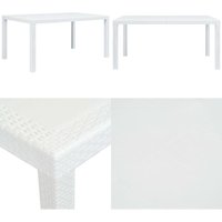 Vidaxl - Gartentisch Weiß 150x90x72 cm Kunststoff Rattan-Optik - Gartentisch - Kunststofftisch - Rattan Optik - Weißer Gartentisch - Wetterfest von VIDAXL