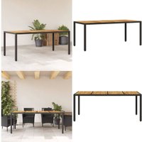 Gartentisch mit Akazienholz-Platte Schwarz Poly Rattan - Gartentisch - Esstisch - Outdoortisch - Terrassenmöbel - Gartenmöbel - Home & Living von VIDAXL