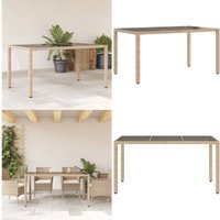 Vidaxl - Gartentisch mit Glasplatte Beige 150x90x75 cm Poly Rattan - Gartentisch - Esstisch - Outdoortisch - Terrassenmöbel - Gartenmöbel - Home & von VIDAXL