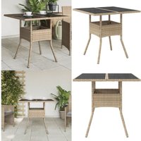 Gartentisch mit Glasplatte Beige 80x80x75 cm Poly Rattan - Gartentisch - Esstisch - Terrassenmöbel - Gartenmöbel - Rattan Tisch - Home & Living Gartentisch mit Glasplatte Beige 80x80x75 cm Poly Rattan - Gartentisch - Esstisch - Terrassenmöbel - Gartenmöbel - Rattan Tisch - Home & Living von VIDAXL