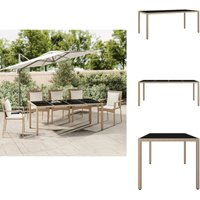 Vidaxl - Gartentisch mit Glasplatte Beige Poly Rattan & Hartglas - Gartentisch - Outdoor Möbel - Terrassenmöbel - Esstisch - Gartenset von VIDAXL