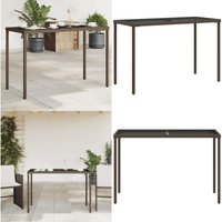 Gartentisch mit Glasplatte Braun 115x54x74 cm Poly Rattan - Gartentisch - Esstisch Outdoor - Terrassenmöbel - Gartenmöbel Set - PE-Rattan - Home & von VIDAXL