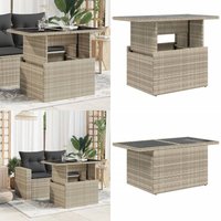Gartentisch mit Glasplatte Hellgrau 100x55x73 cm Poly Rattan - Vidaxl von VIDAXL