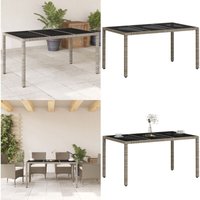 Gartentisch mit Glasplatte Hellgrau 150x90x75 cm Poly Rattan - Gartentisch - Esstisch - Outdoortisch - Terrassenmöbel - Balkonmöbel - Home & Living von VIDAXL