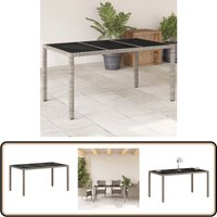 Gartentisch mit Glasplatte Hellgrau 150x90x75 cm Poly Rattan - Gartentisch - Esstisch - Outdoortisch - Terrassenmöbel - Balkonmöbel Gartentisch mit Glasplatte Hellgrau 150x90x75 cm Poly Rattan - Gartentisch - Esstisch - Outdoortisch - Terrassenmöbel - Balkonmöbel von VIDAXL