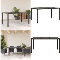 Gartentisch mit Glasplatte Schwarz 150x90x75 cm Poly Rattan - Gartentisch - Esstisch - Outdoortisch - Terrassenmöbel - Gartenmöbel - Home & Living von VIDAXL