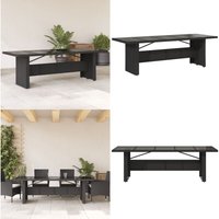 Gartentisch mit Glasplatte Schwarz 240x90x75 cm Poly Rattan - Gartentisch - Esstisch - Outdoortisch - Terrassenmöbel - Gartenmöbelset - Home & Living von VIDAXL