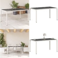 Gartentisch mit Glasplatte Weiß 150x90x75 cm Poly Rattan - Gartentisch - Esstisch - Outdoortisch - Terrassenmöbel - Gartenmöbel - Home & Living von VIDAXL
