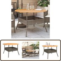 Vidaxl - Gartentisch mit Holzplatte Grau Ø110x71 cm Poly Rattan - Gartentisch - Esstisch Outdoor - Terrassenmöbel - Gartenmöbel Set - PE-Rattan von VIDAXL