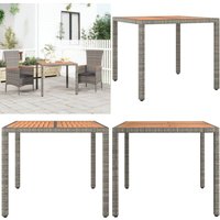 Gartentisch mit Holzplatte Grau Poly Rattan & Massivholz Akazie - Gartentisch - Outdoor Möbel - Terrassenmöbel - Esstisch - Gartenparty - Home & Gartentisch mit Holzplatte Grau Poly Rattan & Massivholz Akazie - Gartentisch - Outdoor Möbel - Terrassenmöbel - Esstisch - Gartenparty - Home & von VIDAXL