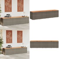 Vidaxl - Gartentruhe Grau 220x50x54 cm Poly Rattan Akazienholz - Gartenmöbel - Sitzbank - Aufbewahrungslösung - Outdoor Möbel - Gartenaußenbereich von VIDAXL
