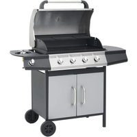 Gasgrill 4+1 Flammen Schwarz und Silbern Stahl & Edelstahl vidaXL516028 von BONNEVIE