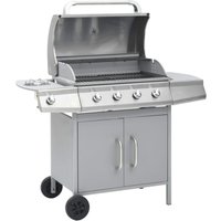 Gasgrill 4+1 Flammen Silbern Edelstahl vidaXL355932 von BONNEVIE