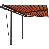 Gelenkarmmarkise,Windfest Sonnenmarkise Automatisch mit Pfosten 3x2,5 m Orange Braun vidaXL von BONNEVIE