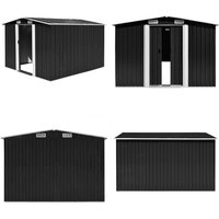 Gerätehaus 257x298x178 cm Metall Anthrazit - Metallgerätehaus - Gartenschuppen - Werkzeuglager - Stahltankstelle - Außenaufbewahrung - Home & Living von VIDAXL