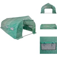 Gewächshäuser - Living Polytunnel Gewächshaus Begehbar & Mobil Stahlrahmen 18 m² - Grün von VIDAXL