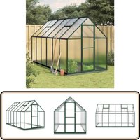 Vidaxl - Gewächshaus mit Fundamentrahmen Grün 334x169x202 cm Aluminimum - Gehäuse - Gewächshaus - Gartenhaus - Polycarbonat - Alu von VIDAXL
