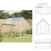 Gewächshaus mit Fundamentrahmen Silber 334x169x195cm Aluminimum - Gehäuse - Gewächshaus - Alu-Gewächshaus - Polycarbonatgewäschshaus - Gartenhaus von VIDAXL