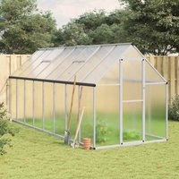 Gewächshaus mit Fundamentrahmen Silber 445x169x195cm Aluminimum - Vidaxl von VIDAXL