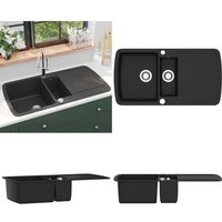 Granit Spülbecken Doppelbecken Schwarz - Spülbecken - Küchenspüle - Home & Living - Schwarz von VIDAXL