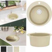 Granitspüle Einzelbecken Rund Beige - Spülbecken - Küchenspüle - Home & Living - Beige von VIDAXL
