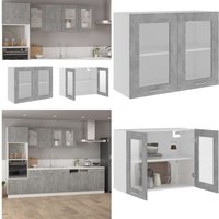 Hängeglasschrank Betongrau 80x31x60 cm Holzwerkstoff - Küchenregal - Wandhängeschrank - Spülbeckenaufbewahrung - Küchenorganisation - Regal Aus von VIDAXL